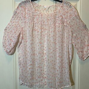 LC Lauren Conrad Floral Sheer Blouse - White/Pink